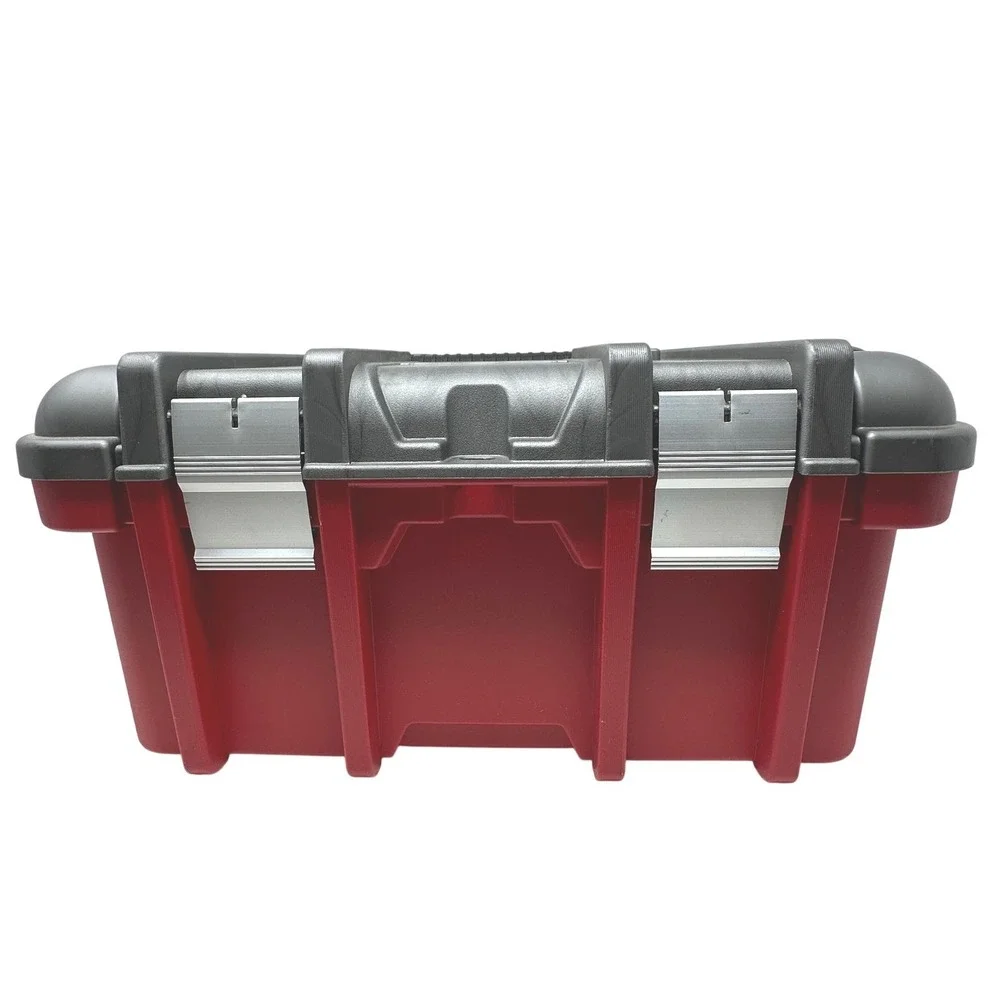Keter Heavy Duty Plastic Tool Box Red Gray Metal Latches Portable 16 Inch Case